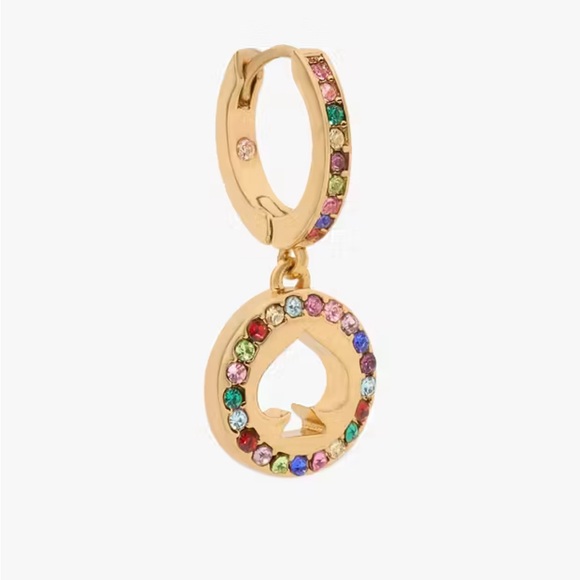 KATE SPADE Spot The Spade Pave Halo Huggie Earrings - Picture 2 of 5